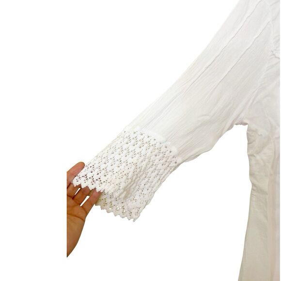 Gretty Zueger High Low White Embroidered Tunic Top Sz M - Picture 3 of 5